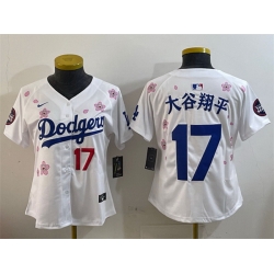 Women Los Angeles Dodgers 17  Shohei Ohtani White 2025 Tokyo Series Limited Stitched Baseball Jersey