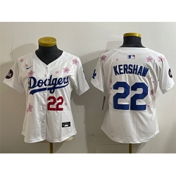 Women Los Angeles Dodgers 22 Clayton Kershaw White 2025 Tokyo Series Limited Stitched Baseball Jersey