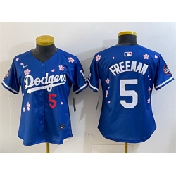Women Los Angeles Dodgers 5 Freddie Freeman Royal 2025 Tokyo Series Limited Stitched Baseball Jersey