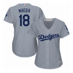Womens Majestic Los Angeles Dodgers 18 Kenta Maeda Replica Grey Road Cool Base MLB Jersey