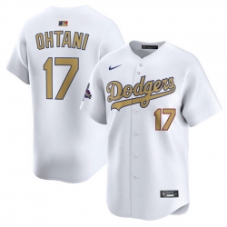 Youth Los Angeles Dodgers 17 Shohei Ohtani White 2025 Gold Collection Limited Stitched Baseball Jersey