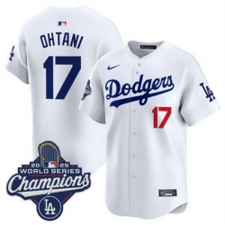 Youth Los Angeles Dodgers 17 Shohei Ohtani White 2025 World Series Champions Patch Home Limited Stitched Baseball Jersey