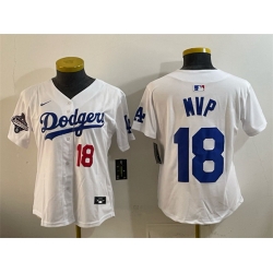 Youth Los Angeles Dodgers 18 MVP White 2025 World Series Champions Patch Limited Stitched Baseball Jersey