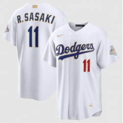 Youth Los Angeles Dodgers Roki Sasaki Nike White 2026 Gold Collection Stadium Jersey