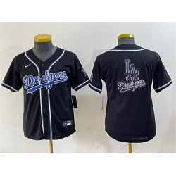 Youth Los Angeles Dodgers Team Big Logo Black Stitched Baseball Jersey 5