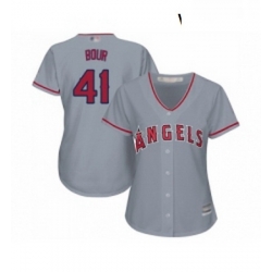 Womens Los Angeles Angels of Anaheim 41 Justin Bour Replica Grey Road Cool Base Baseball Jersey 