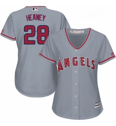 Womens Majestic Los Angeles Angels of Anaheim 28 Andrew Heaney Replica Grey Road Cool Base MLB Jersey