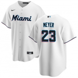 Men Miami Marlins 23 Max Meyer White Cool Base Stitched Baseball Jersey