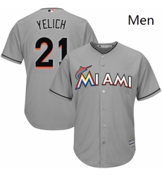 Mens Majestic Miami Marlins 21 Christian Yelich Replica Grey Road Cool Base MLB Jersey