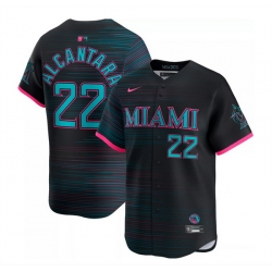 Youth Miami Marlins 22 Sandy Alcantara Black 2025 City Connect Limited Stitched Baseball Jersey