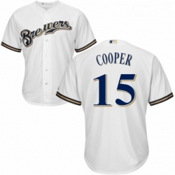 Youth Majestic Milwaukee Brewers 15 Cecil Cooper Replica Navy Blue Alternate Cool Base MLB Jersey 