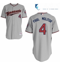 Mens Majestic Minnesota Twins 4 Paul Molitor Authentic Grey Road Cool Base MLB Jersey