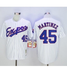 Montreal Expos 45 Pedro Martinez Baseball Stitched Jersey White Retro