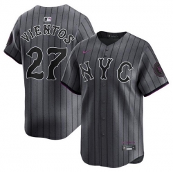 Men New York Mets 27 Mark Vientos Graphite City Connect Limited Stitched Baseball Jersey