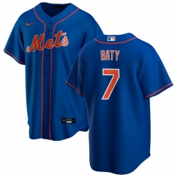 Men New York Mets 7 Brett Baty Blue Cool Base Stitched Baseball Jersey