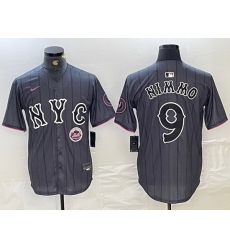 Men New York Mets 9 Brandon Nimmo Graphite 2024 City Connect Limited Stitched Baseball Jersey X