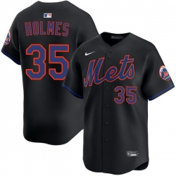 Men New York Mets Clay Holmes 35 Black Flex Base Stitched Jersey