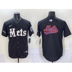 Men New York Mets Team Big Logo Black  27Gotham Gothic Edition 27 Vapor Premier Limited Stitched Baseball Jersey