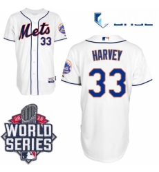 Youth Majestic New York Mets 33 Matt Harvey Replica White Alternate Cool Base 2015 World Series MLB Jersey