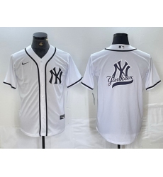 Men New York Yankees White Team Big Logo Cool Base Stitched Baseball Jersey 6