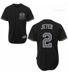 Mens Majestic New York Yankees 2 Derek Jeter Replica Black Fashion MLB Jersey