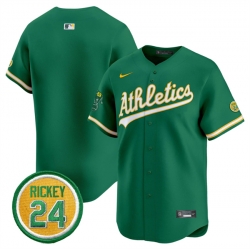 Men Oakland Athletics Blank Green 2024 Limited With Rickey Henderson Patch Stitched Jersey