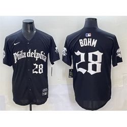 Men Philadelphia Phillies 28 Alec Bohm Black Gothic Vapor Limited Stitched Jersey