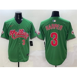 Men Philadelphia Phillies 3 Bryce Harper Green Phanatic Limited Stitched Jersey