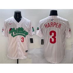 Men Philadelphia Phillies 3 Bryce Harper White Phanatic Limited Stitched Jersey