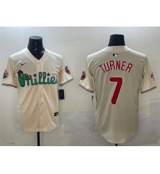 Men Philadelphia Phillies 7 Trea Turner Cream Phanatic Limited Stitched Jersey