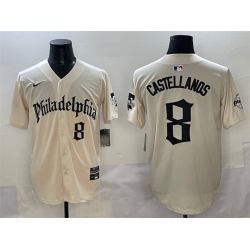 Men Philadelphia Phillies 8 Nick Castellanos Cream Gothic Vapor Limited Stitched Jersey