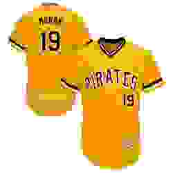 Mens Majestic Pittsburgh Pirates 19 Colin Moran Gold Alternate Flex Base Authentic Collection MLB Jersey