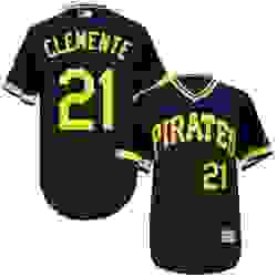 Mens Majestic Pittsburgh Pirates 21 Roberto Clemente Black FlexBase Authentic Collection MLB Jersey