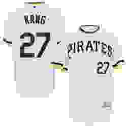 Mens Majestic Pittsburgh Pirates 27 Jung ho Kang White Flexbase Authentic Collection Cooperstown MLB Jersey