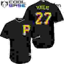 Mens Majestic Pittsburgh Pirates 27 Kent Tekulve Replica Black Alternate Cool Base MLB Jersey