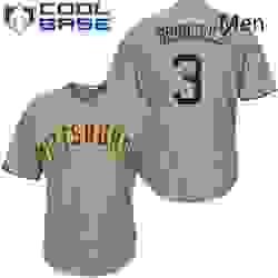 Mens Majestic Pittsburgh Pirates 3 Sean Rodriguez Replica Grey Road Cool Base MLB Jersey 