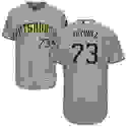 Mens Majestic Pittsburgh Pirates 73 Felipe Vazquez Grey Road Flex Base Authentic Collection MLB Jersey