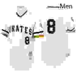 Mens Mitchell and Ness 1971 Pittsburgh Pirates 8 Willie Stargell Replica White Throwback MLB Jersey