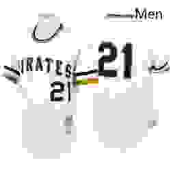 Mens Mitchell and Ness Pittsburgh Pirates 21 Roberto Clemente Authentic White Throwback MLB Jersey