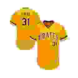 Mens Pittsburgh Pirates 31 Jordan Lyles Gold Alternate Flex Base Authentic Collection Baseball Jersey