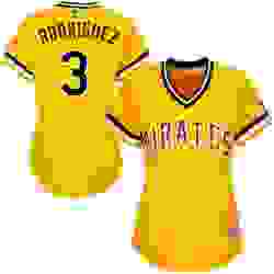 Womens Majestic Pittsburgh Pirates 3 Sean Rodriguez Authentic Gold Alternate Cool Base MLB Jersey 