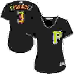 Womens Majestic Pittsburgh Pirates 3 Sean Rodriguez Replica Black Alternate Cool Base MLB Jersey 