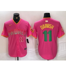 Men San Diego Padres 11 Yu Darvish Pink Cool Base Stitched Baseball Jersey 1
