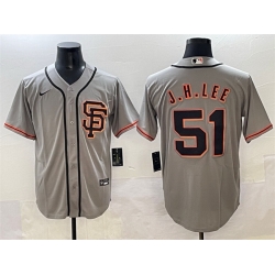 Men San Francisco Giants 51 Jung Hoo Lee Grey Cool Base Stitched Baseball Jersey