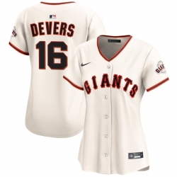 Women San Francisco Giants 16 Rafael Devers Cream 2024 Limited Stitched Baseball Jersey
