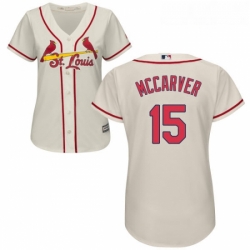Womens Majestic St Louis Cardinals 15 Tim McCarver Replica Cream Alternate Cool Base MLB Jersey