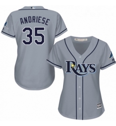 Womens Majestic Tampa Bay Rays 35 Matt Andriese Replica Grey Road Cool Base MLB Jersey 