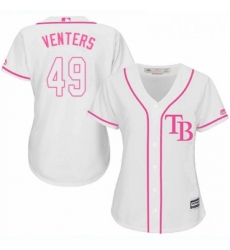 Womens Majestic Tampa Bay Rays 49 Jonny Venters Replica White Fashion Cool Base MLB Jersey 