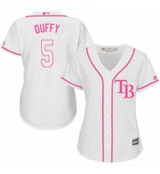 Womens Majestic Tampa Bay Rays 5 Matt Duffy Authentic White Fashion Cool Base MLB Jersey