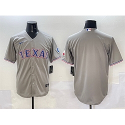 Men Texas Rangers Blank Grey With Patch Cool Base Stitched Baseball Jersey